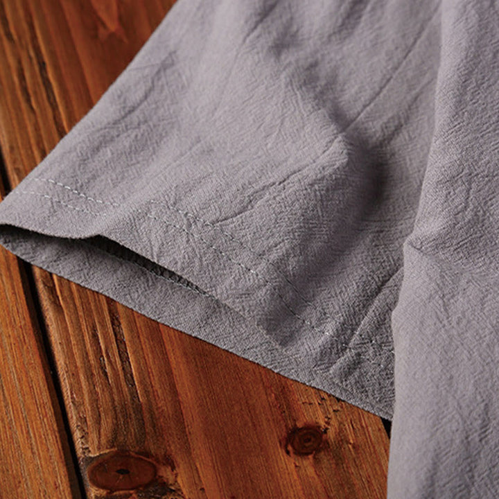 Set di 2 magliette a maniche corte con colletto a tacca semplice Buddha Stones, pantaloncini con tasche, in cotone e lino, per meditazione da uomo - image 12