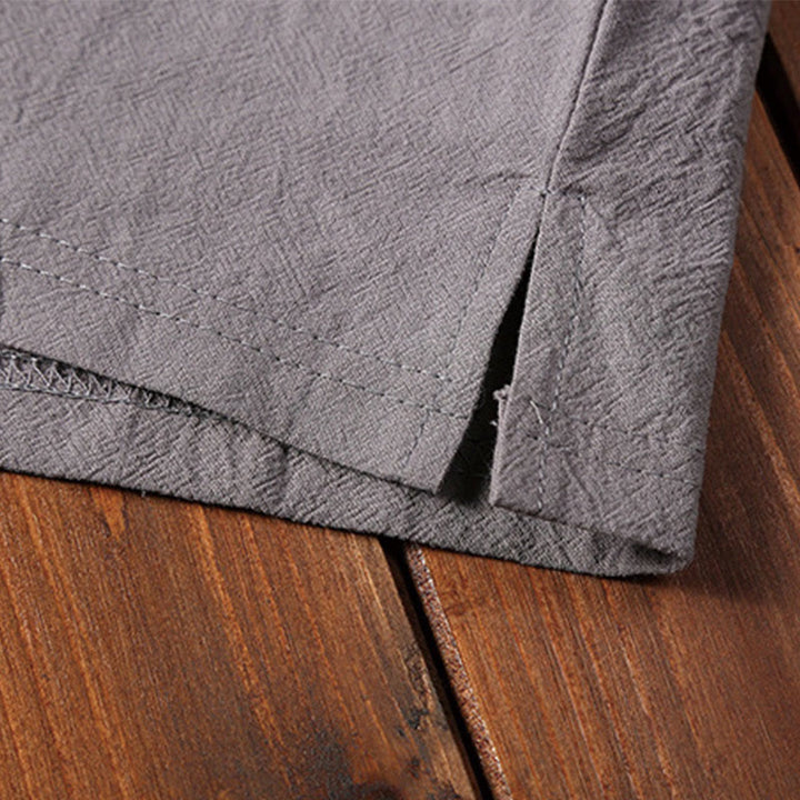 Set di 2 magliette a maniche corte con colletto a tacca semplice Buddha Stones, pantaloncini con tasche, in cotone e lino, per meditazione da uomo - image 13