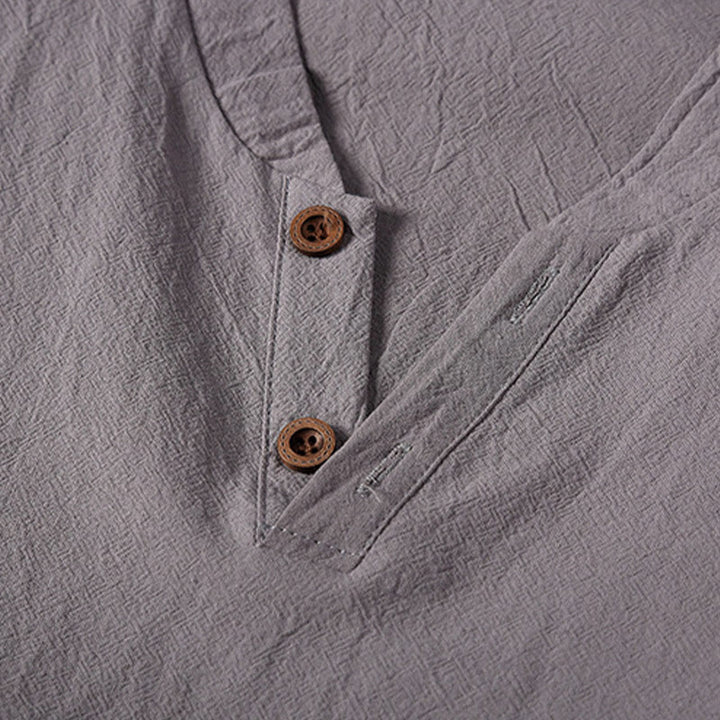 Set di 2 magliette a maniche corte con colletto a tacca semplice Buddha Stones, pantaloncini con tasche, in cotone e lino, per meditazione da uomo - image 9