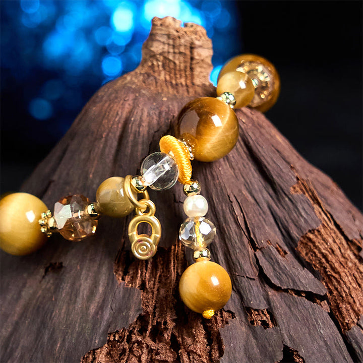 Buddha Stones Braccialetto con perline di occhio di tigre naturale e resistenza al peso