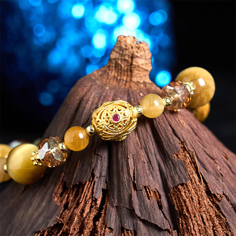Buddha Stones Braccialetto con perline di occhio di tigre naturale e resistenza al peso