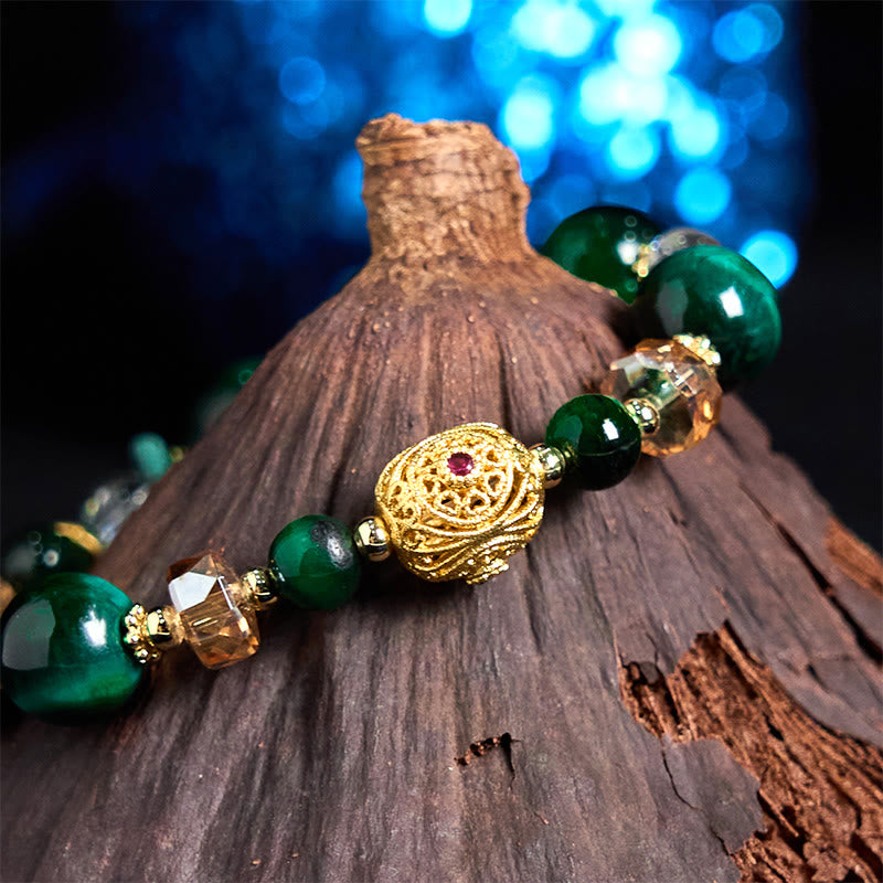 Braccialetto di bilanciamento del peso con perline di occhio di tigre rosso naturale di Buddha Stones e occhio di tigre verde