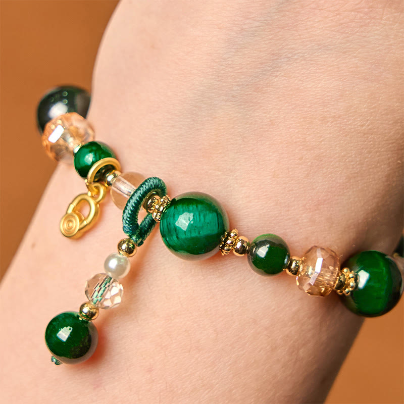 Braccialetto di bilanciamento del peso con perline di occhio di tigre rosso naturale di Buddha Stones e occhio di tigre verde