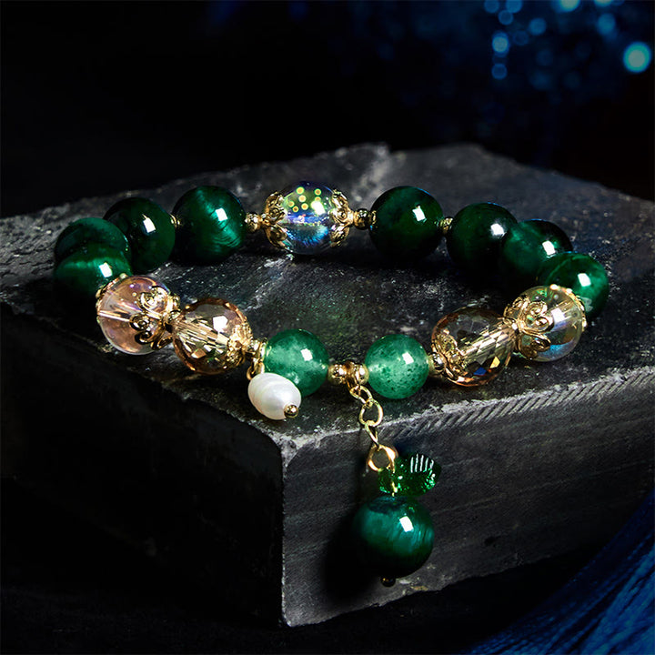 Braccialetto di bilanciamento del peso con perline di occhio di tigre rosso naturale di Buddha Stones e occhio di tigre verde