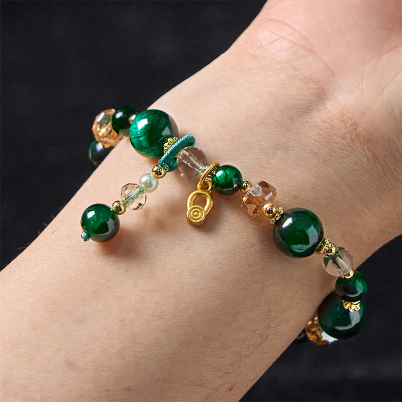 Braccialetto di bilanciamento del peso con perline di occhio di tigre rosso naturale di Buddha Stones e occhio di tigre verde