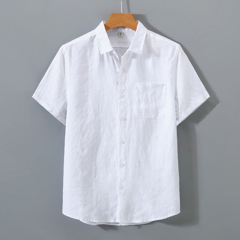 Camicia da uomo in cotone con bottoni, casual estivo, colore puro, con taschino, motivo Buddha Stones
