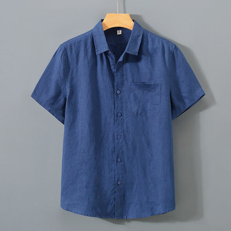 Camicia da uomo in cotone con bottoni, casual estivo, colore puro, con taschino, motivo Buddha Stones