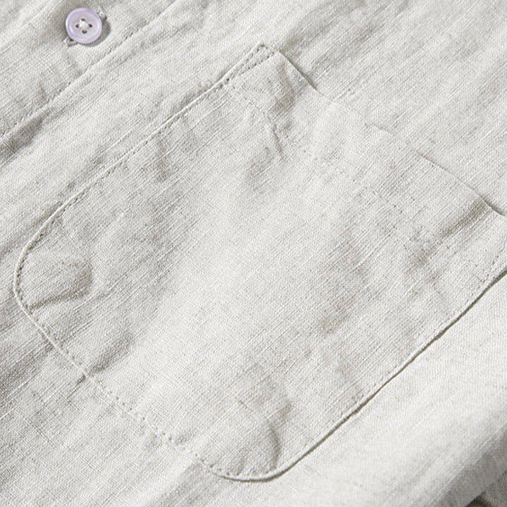 Camicia da uomo in cotone con bottoni, casual estivo, colore puro, con taschino, motivo Buddha Stones