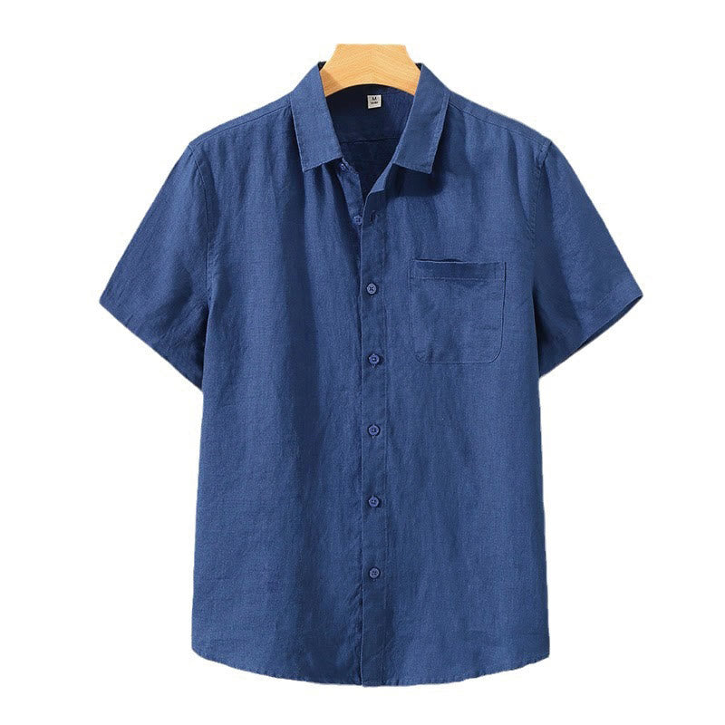 Camicia da uomo in cotone con bottoni, casual estivo, colore puro, con taschino, motivo Buddha Stones