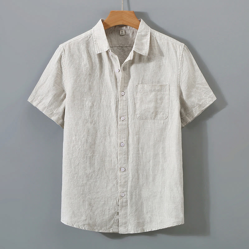 Camicia da uomo a maniche corte in cotone con bottoni, casual estivo, colore puro, con taschino, motivo Buddha Stones - Biancheria - US/UK/AU44, EU54 (4XL) - image 1