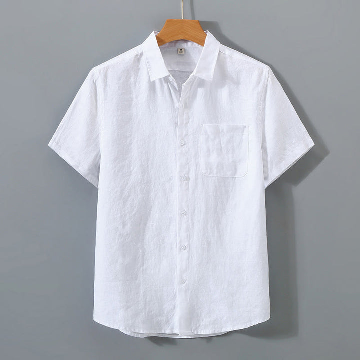 Camicia da uomo a maniche corte in cotone con bottoni, casual estivo, colore puro, con taschino, motivo Buddha Stones - Bianco - US/UK/AU44, EU54 (4XL) - image 5