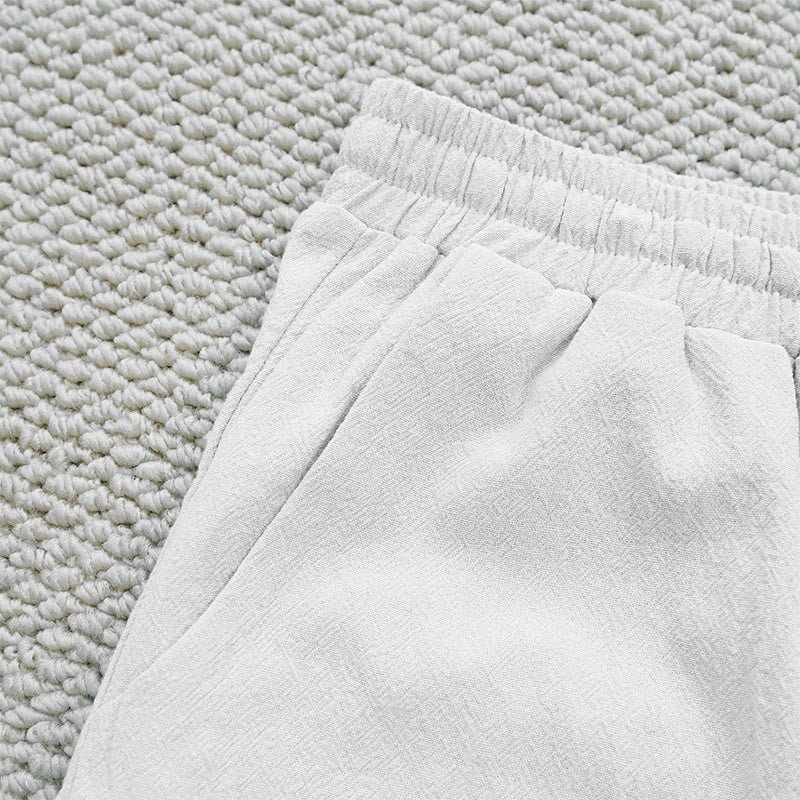 Pantaloni da donna in lino e cotone con tasche, modello Buddha Stones Summer, tinta unita, con cuciture - image 4