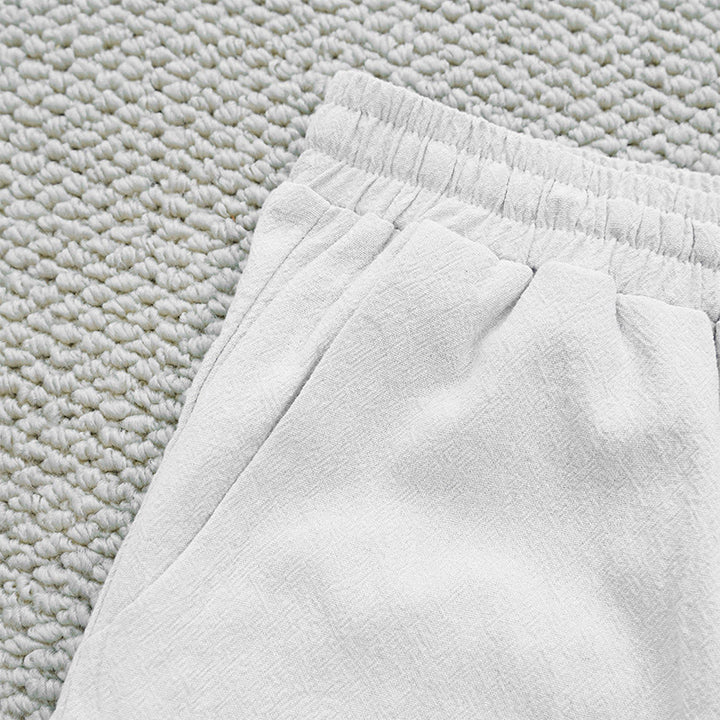 Pantaloni da donna in lino e cotone con tasche, modello Buddha Stones Summer, tinta unita, con cuciture - image 4