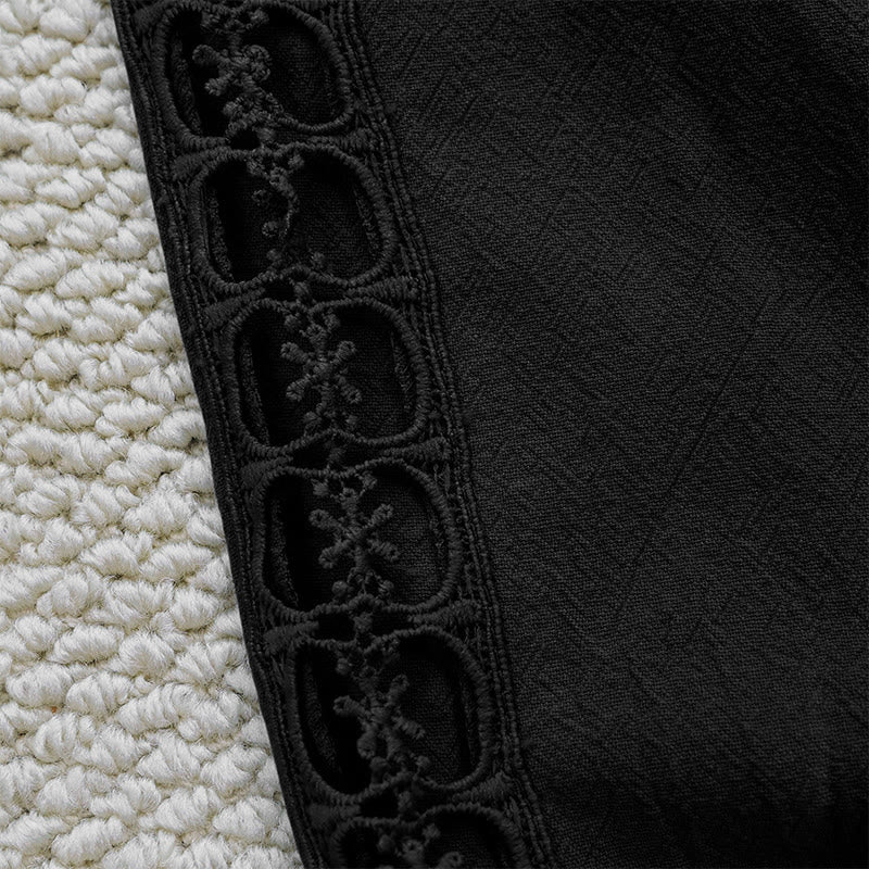 Pantaloni da donna in lino e cotone con tasche, modello Buddha Stones Summer, tinta unita, con cuciture - image 12