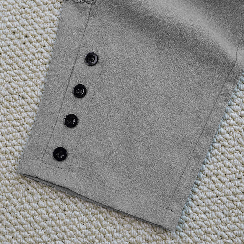 Pantaloni da donna in lino e cotone con tasche, modello Buddha Stones Summer, tinta unita, con cuciture - image 20