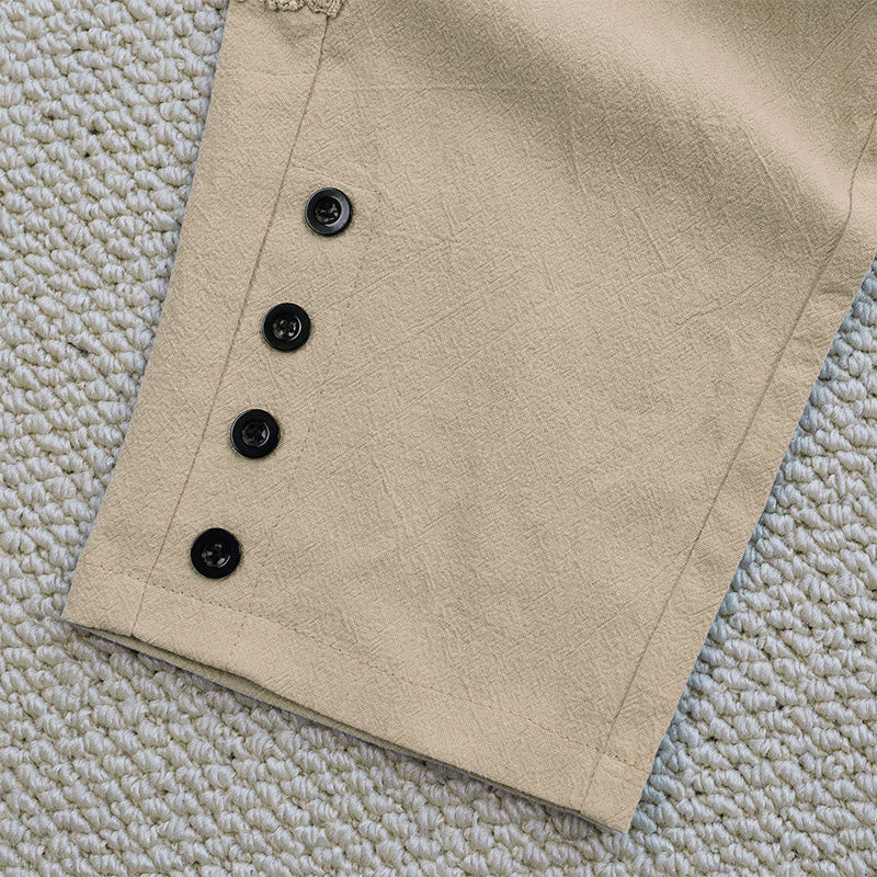 Pantaloni da donna in lino e cotone con tasche, modello Buddha Stones Summer, tinta unita, con cuciture - image 27