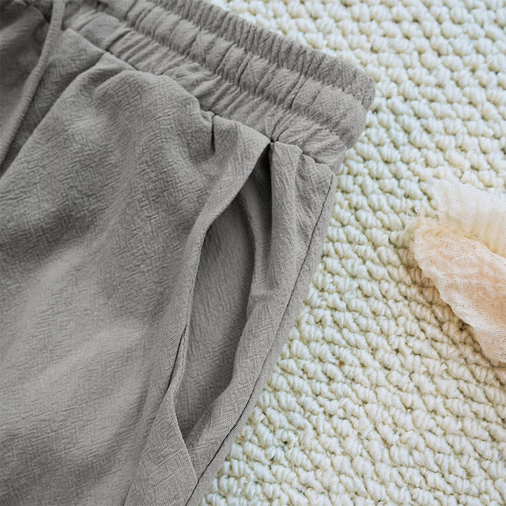 Pantaloni da donna in lino di cotone con coulisse, con tasche, modello patchwork estivo semplice Buddha Stones - image 36
