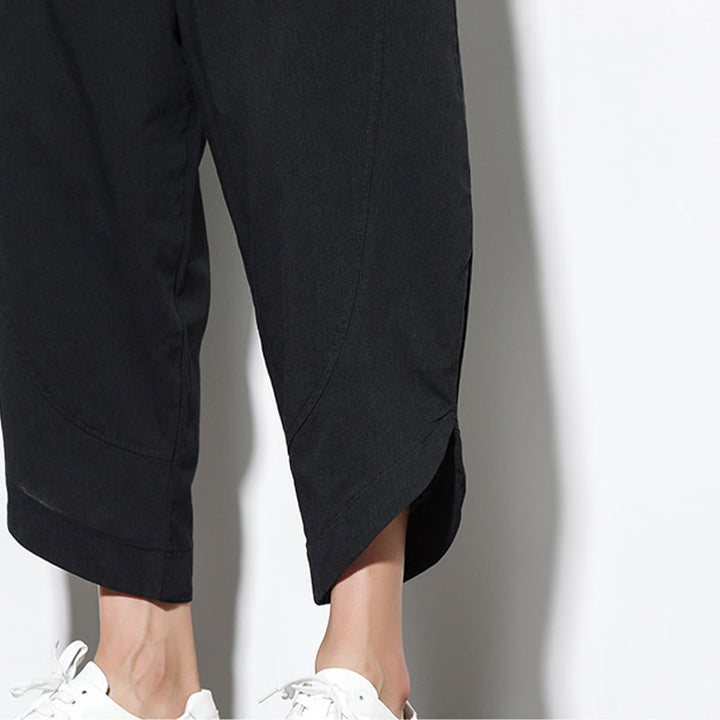 Pantaloni harem da uomo in lino con tasche, casual, estivi, con coulisse, lunghezza 7-8, Buddha Stones