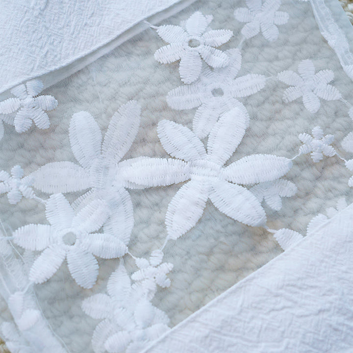 Pantaloni da donna in lino di cotone con tasche, motivo patchwork floreale bianco semplice, estate, quotidiano, Buddha Stones - image 9