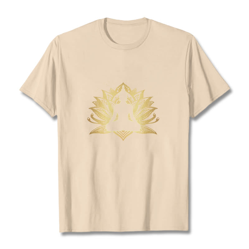 Buddha Stones Golden Lotus Meditazione Buddha Tee - Biscotto - 2XL - image 9