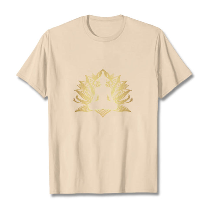 Buddha Stones Golden Lotus Meditazione Buddha Tee - Biscotto - 2XL - image 9