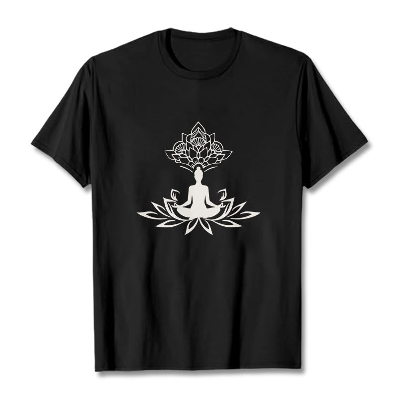 Maglietta Buddha Stones e fiore di loto, meditazione, Buddha - Nero - 2XL - image 4