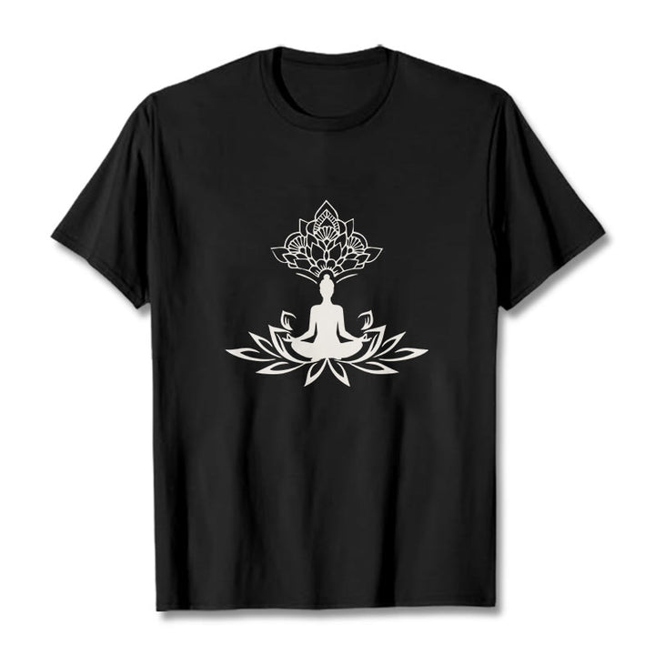 Maglietta Buddha Stones e fiore di loto, meditazione, Buddha - Nero - 2XL - image 4