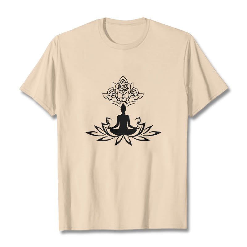 Maglietta Buddha Stones e fiore di loto, meditazione, Buddha - Biscotto - 2XL - image 9