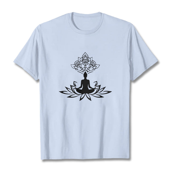 Maglietta Buddha Stones e fiore di loto, meditazione, Buddha - Ciano chiaro - 2XL - image 18