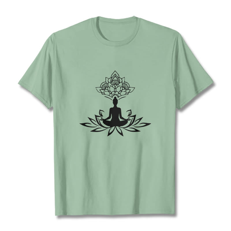 Maglietta Buddha Stones e fiore di loto, meditazione, Buddha - Verde pallido - 2XL - image 15
