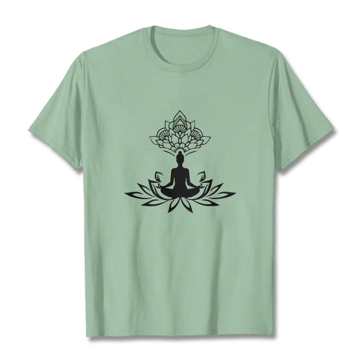 Maglietta Buddha Stones e fiore di loto, meditazione, Buddha - Verde pallido - 2XL - image 15