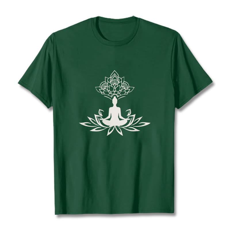 Maglietta Buddha Stones e fiore di loto, meditazione, Buddha - Verde foresta - 2XL - image 11