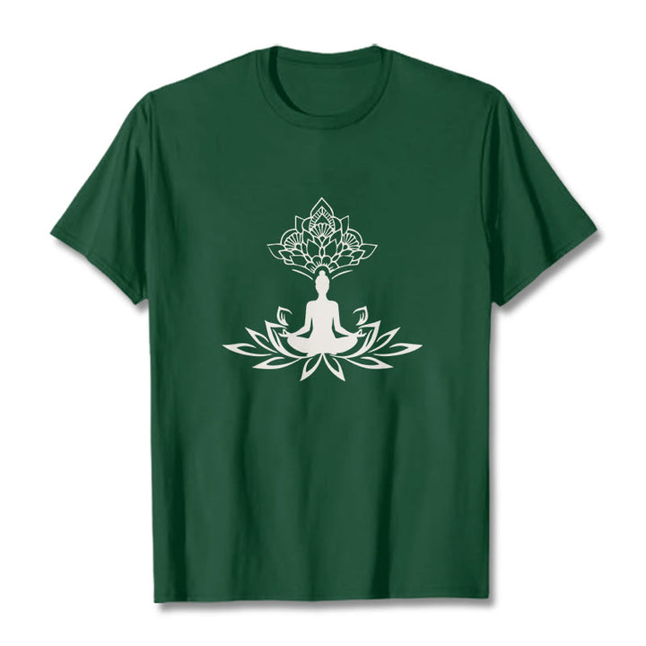Maglietta Buddha Stones e fiore di loto, meditazione, Buddha - Verde foresta - 2XL - image 11