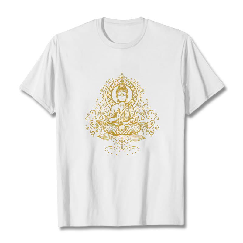 Maglietta Buddha Stones, fiori di loto, viticci e meditazione Buddha - Bianco - 2XL - image 8