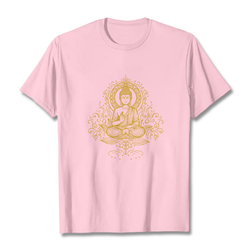 Maglietta Buddha Stones, fiori di loto, viticci e meditazione Buddha - Rosa chiaro - 2XL - image 13