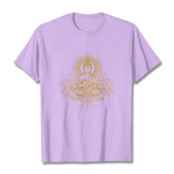 Maglietta Buddha Stones, fiori di loto, viticci e meditazione Buddha - Prugna - 2XL - image 16