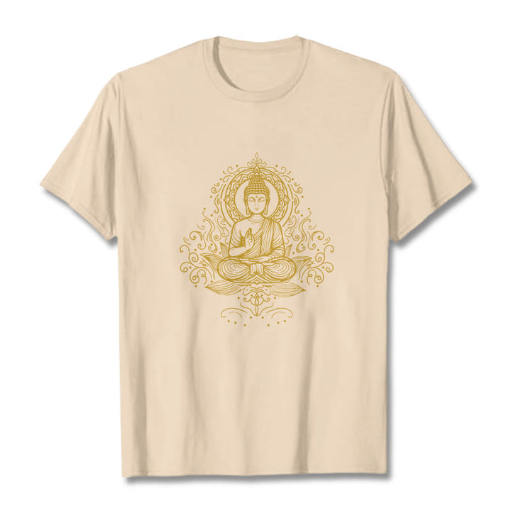 Maglietta Buddha Stones, fiori di loto, viticci e meditazione Buddha - Biscotto - 2XL - image 11