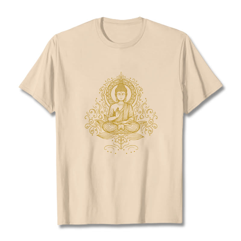 Maglietta Buddha Stones, fiori di loto, viticci e meditazione Buddha - Biscotto - 2XL - image 10