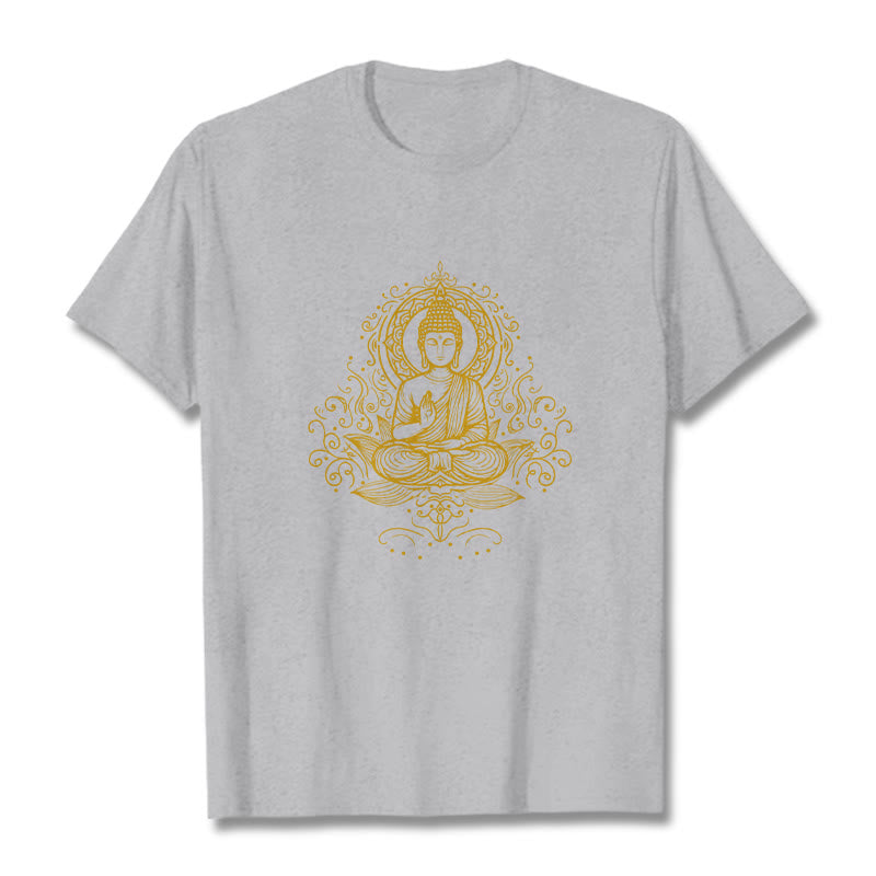 Maglietta Buddha Stones, fiori di loto, viticci e meditazione Buddha - Grigio chiaro - 2XL - image 19