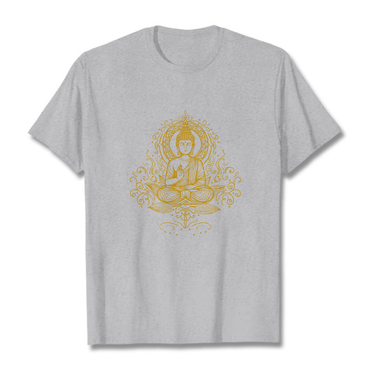 Maglietta Buddha Stones, fiori di loto, viticci e meditazione Buddha - Grigio chiaro - 2XL - image 19