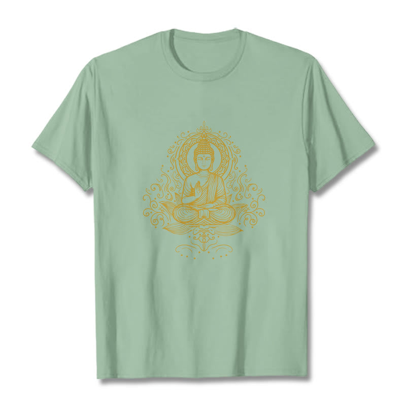 Maglietta Buddha Stones, fiori di loto, viticci e meditazione Buddha - Verde pallido - 2XL - image 15