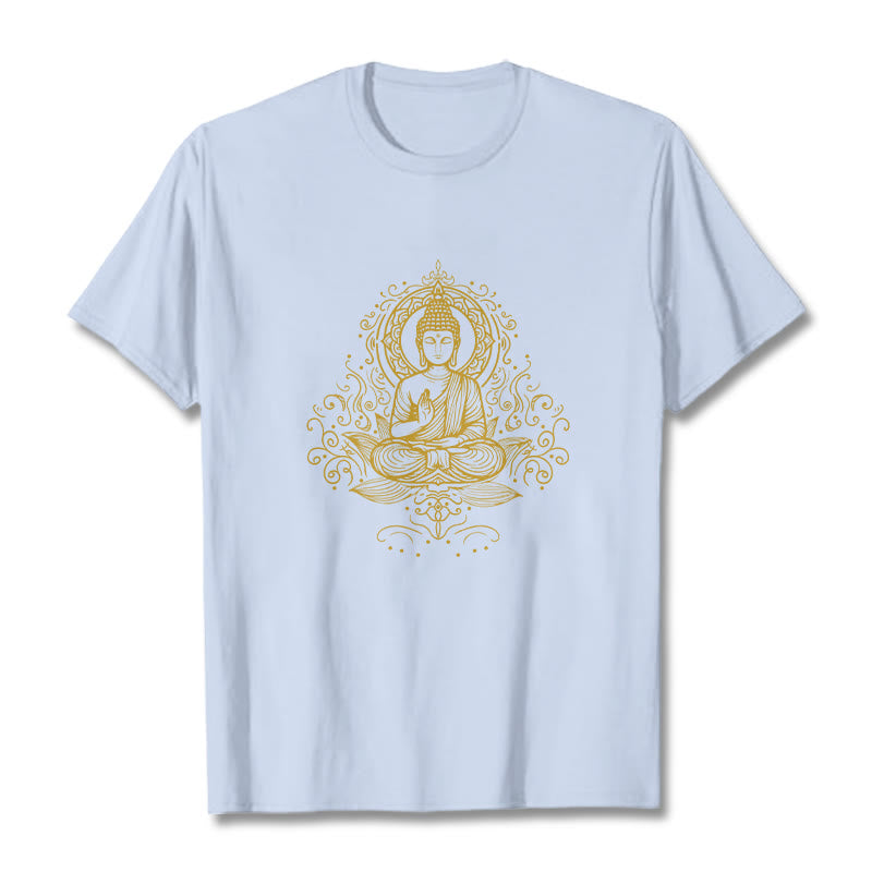 Maglietta Buddha Stones, fiori di loto, viticci e meditazione Buddha - Ciano chiaro - 2XL - image 18