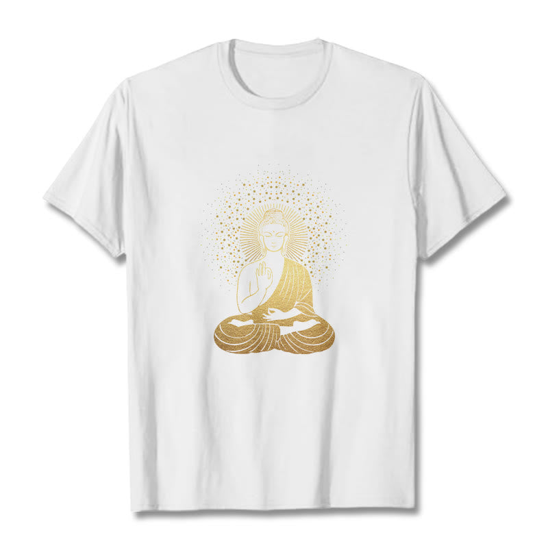 Buddha Stones Golden Meditation Buddha con Aura Dorata - Bianco - 2XL - image 8