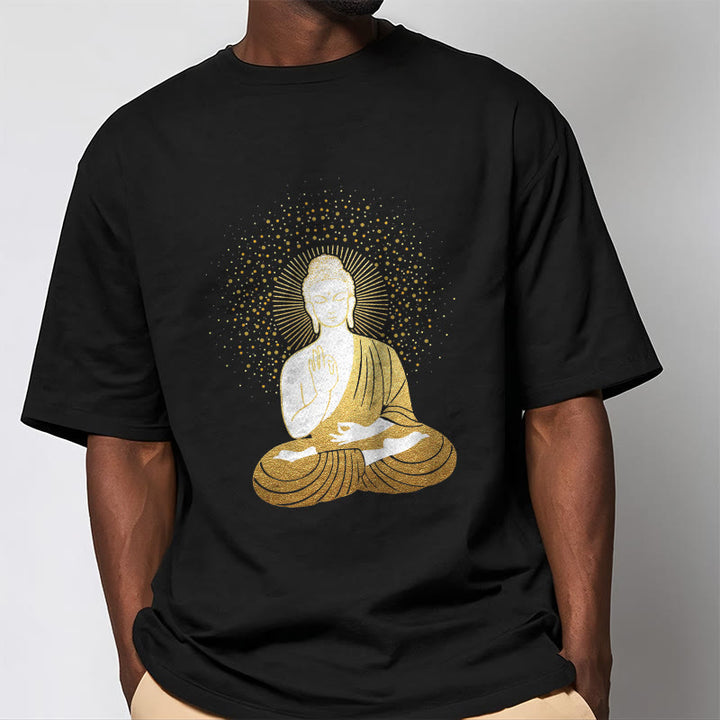 Buddha Stones Golden Meditation Buddha con Aura Dorata - image 5
