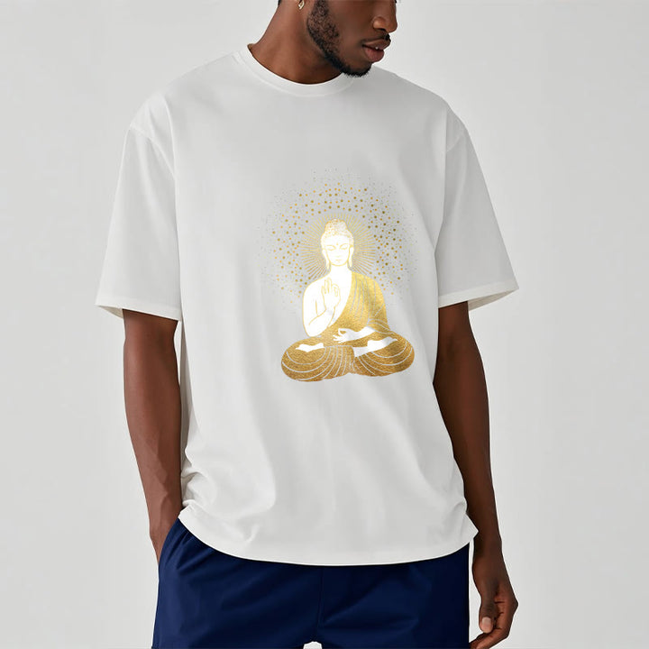 Buddha Stones Golden Meditation Buddha con Aura Dorata - image 8