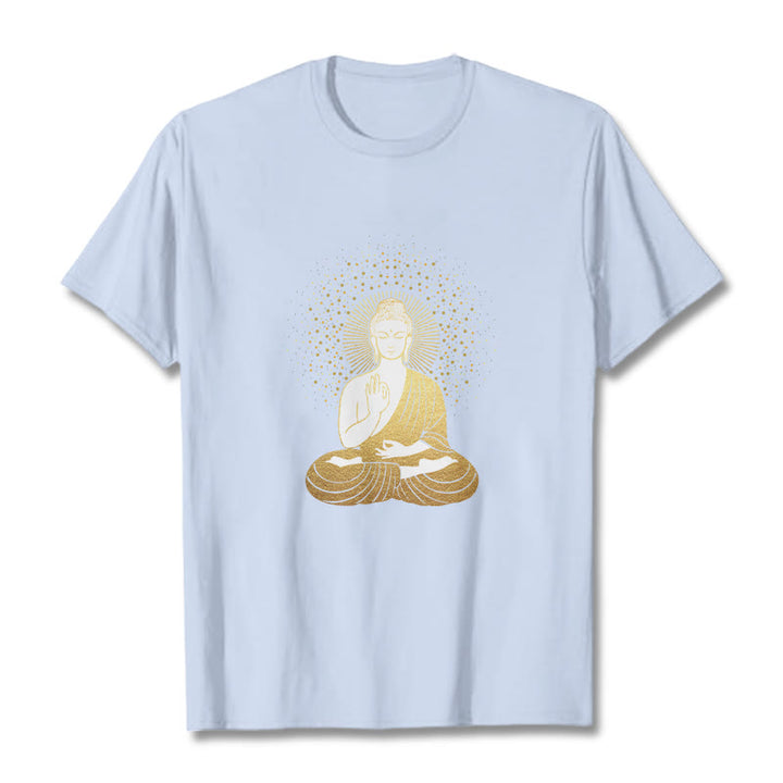 Buddha Stones Golden Meditation Buddha con Aura Dorata - Ciano chiaro - 2XL - image 18