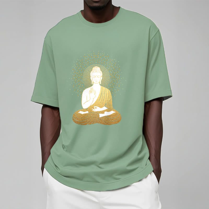 Buddha Stones Golden Meditation Buddha con Aura Dorata - image 16