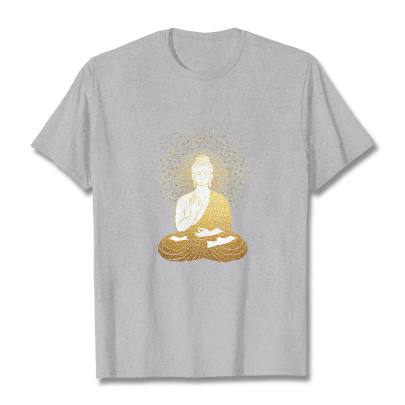 Buddha Stones Golden Meditation Buddha con Aura Dorata - Grigio chiaro - 2XL - image 19