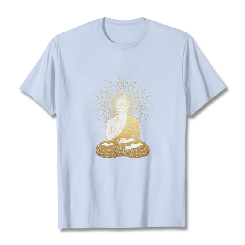 Buddha Stones Golden Meditation Buddha con Aura Dorata - Ciano chiaro - 2XL - image 19