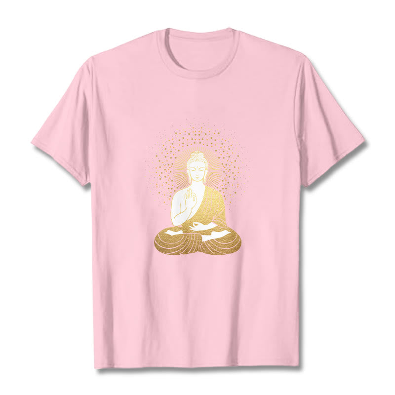 Buddha Stones Golden Meditation Buddha con Aura Dorata - Rosa chiaro - 2XL - image 12
